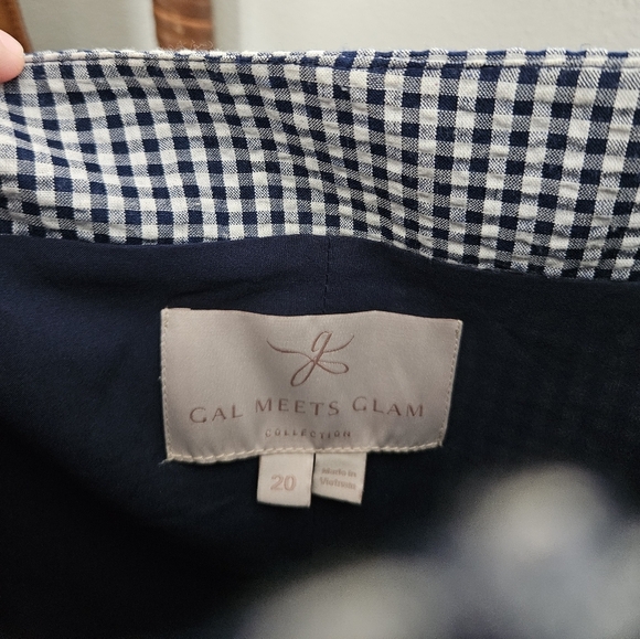 Gal Meets Glam Blue White Carly Gingham Plaid Ruffle Sheath Dress 20 - Picture 5 of 10